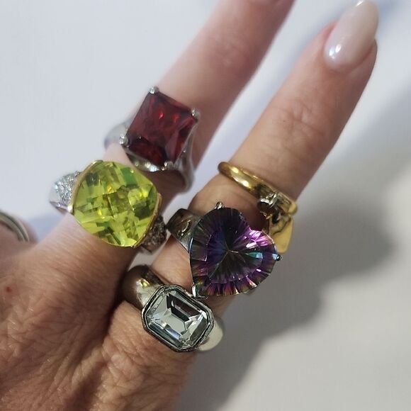 No Brand Jewelry - Lot Of Tarnished Rings For Crafting/Repurposing